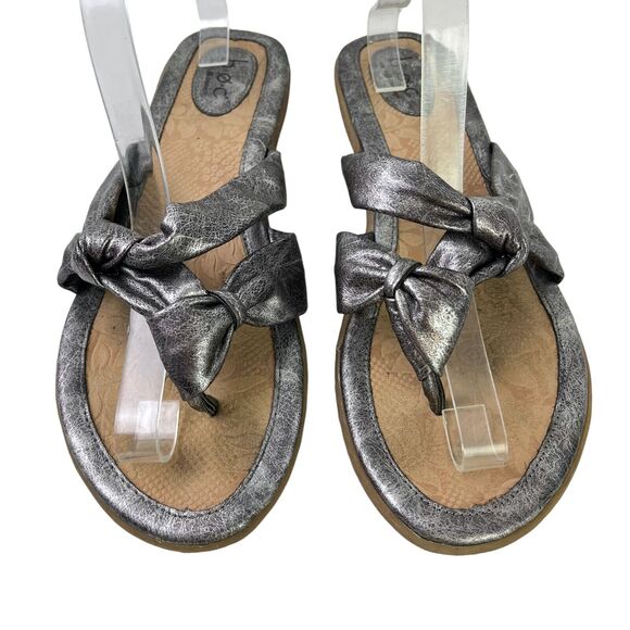 Boc Born Concept Silver Metallic Thongs Slides Sandals Flats Slip On Shoes sz 11 - Picture 3 of 16